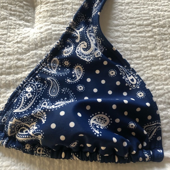 Arizona Jean Co Blue Triangle Halter Bikini Top - Picture 3 of 8